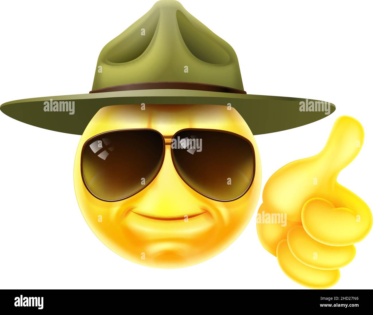 Happy Drill Sergeant Emoticon Cartoon Face Stock Vektor