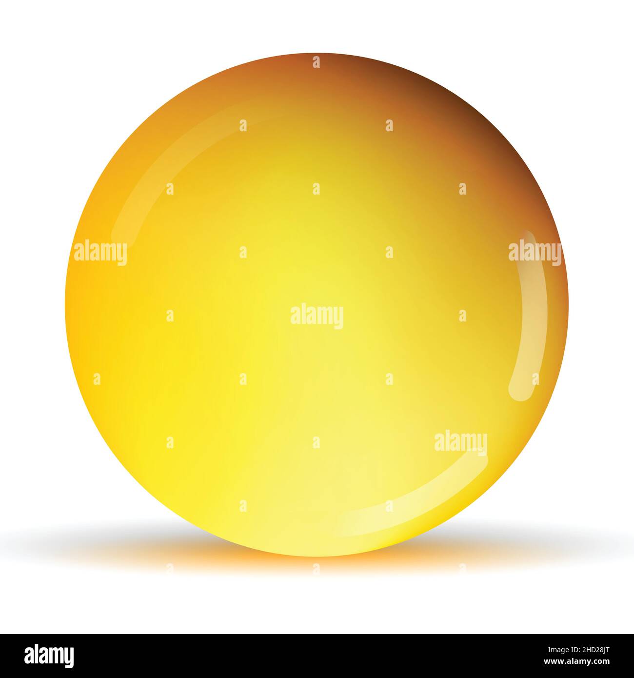 Glas gelb, goldene Kugel oder kostbare Perle. Glänzende realistische Kugel, 3D abstrakte Vektorgrafik auf weißem Hintergrund hervorgehoben. Big Metal Stock Vektor