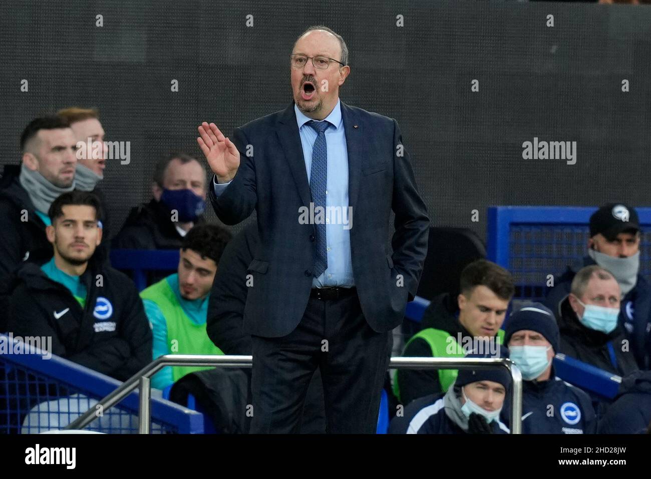 Liverpool, Großbritannien. 2nd Januar 2022. Rafa Benitez Manager von Everton während des Spiels der Premier League im Goodison Park, Liverpool. Bildnachweis sollte lauten: Andrew Yates/Sportimage Kredit: Sportimage/Alamy Live Nachrichten Kredit: Sportimage/Alamy Live Nachrichten Stockfoto