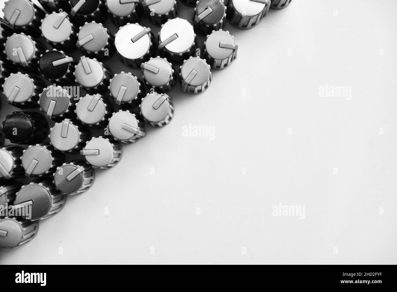 Mischerknopf für Lautstärkepotentiometer und Kopierraum für Text Stockfoto