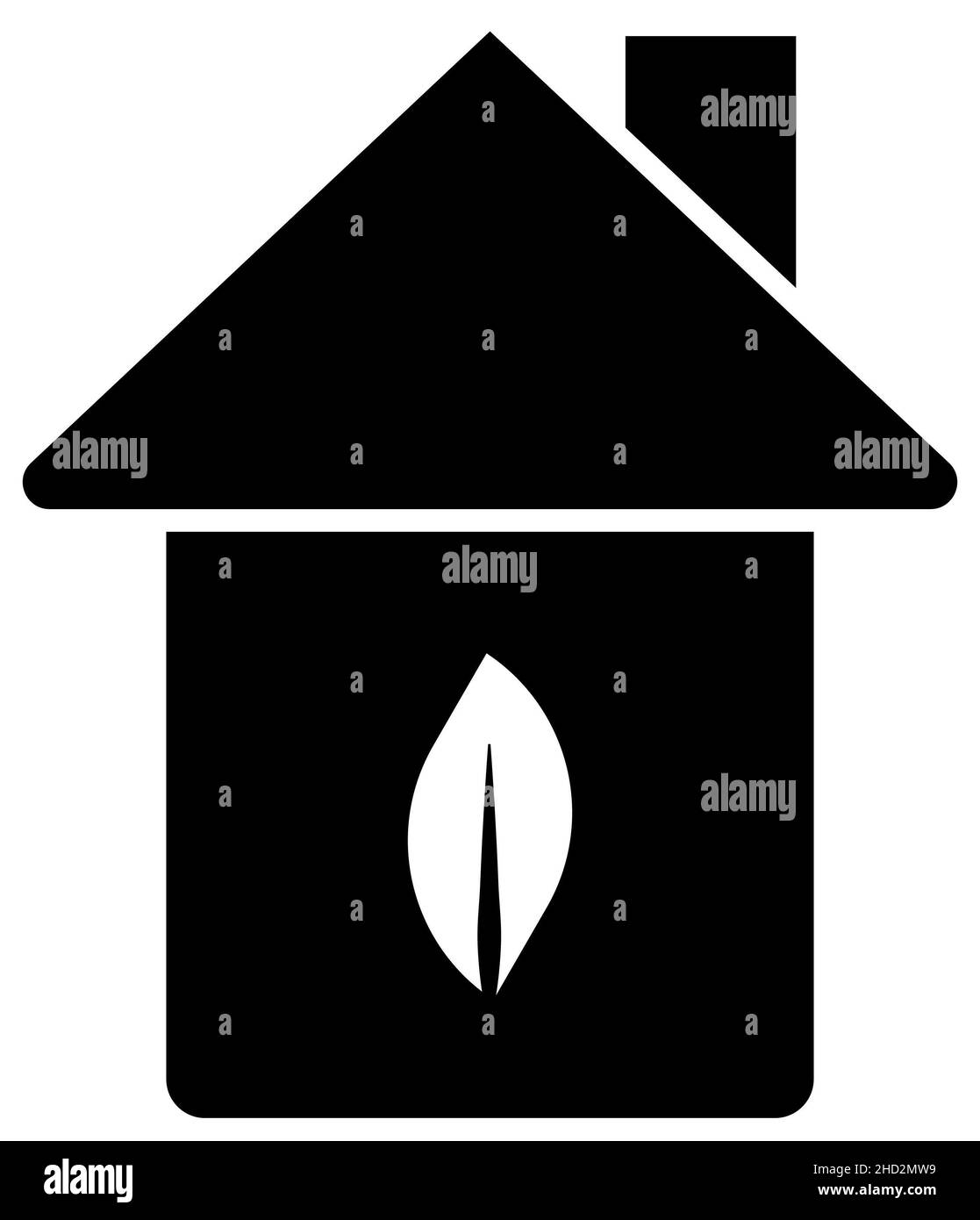 Ein Symbol des sicheren Hauses, das in schwarzer Farbe umweltfreundlich ist Stockfoto