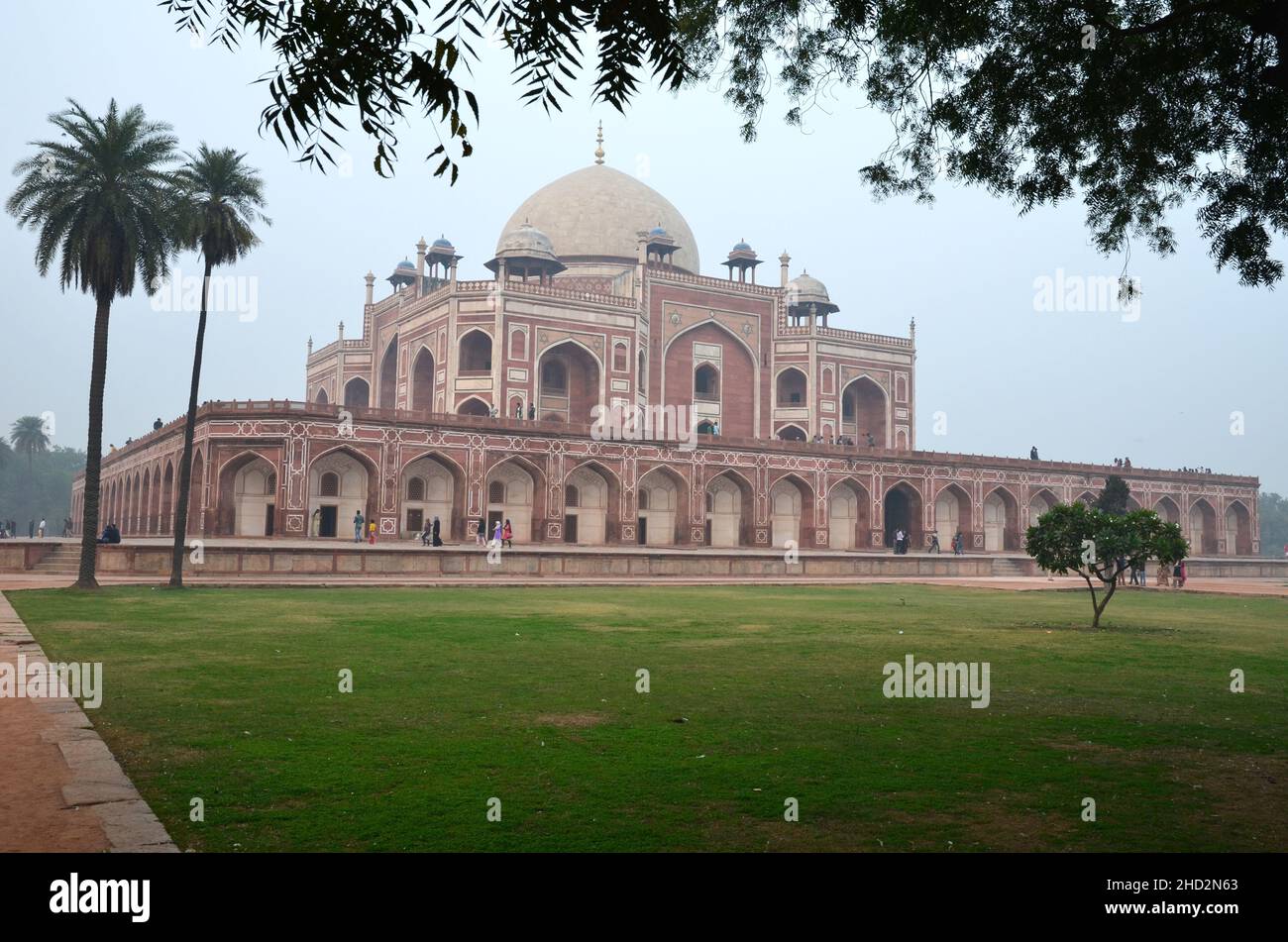 Blick auf das Grab von Humayun, Delhi Stockfoto