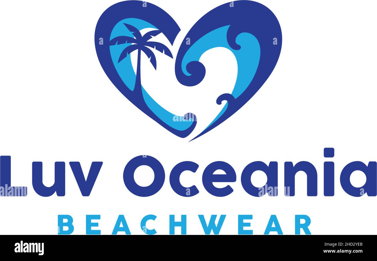 Modernes farbenfrohes Design LUV OCEANIA Logo Design Stock Vektor