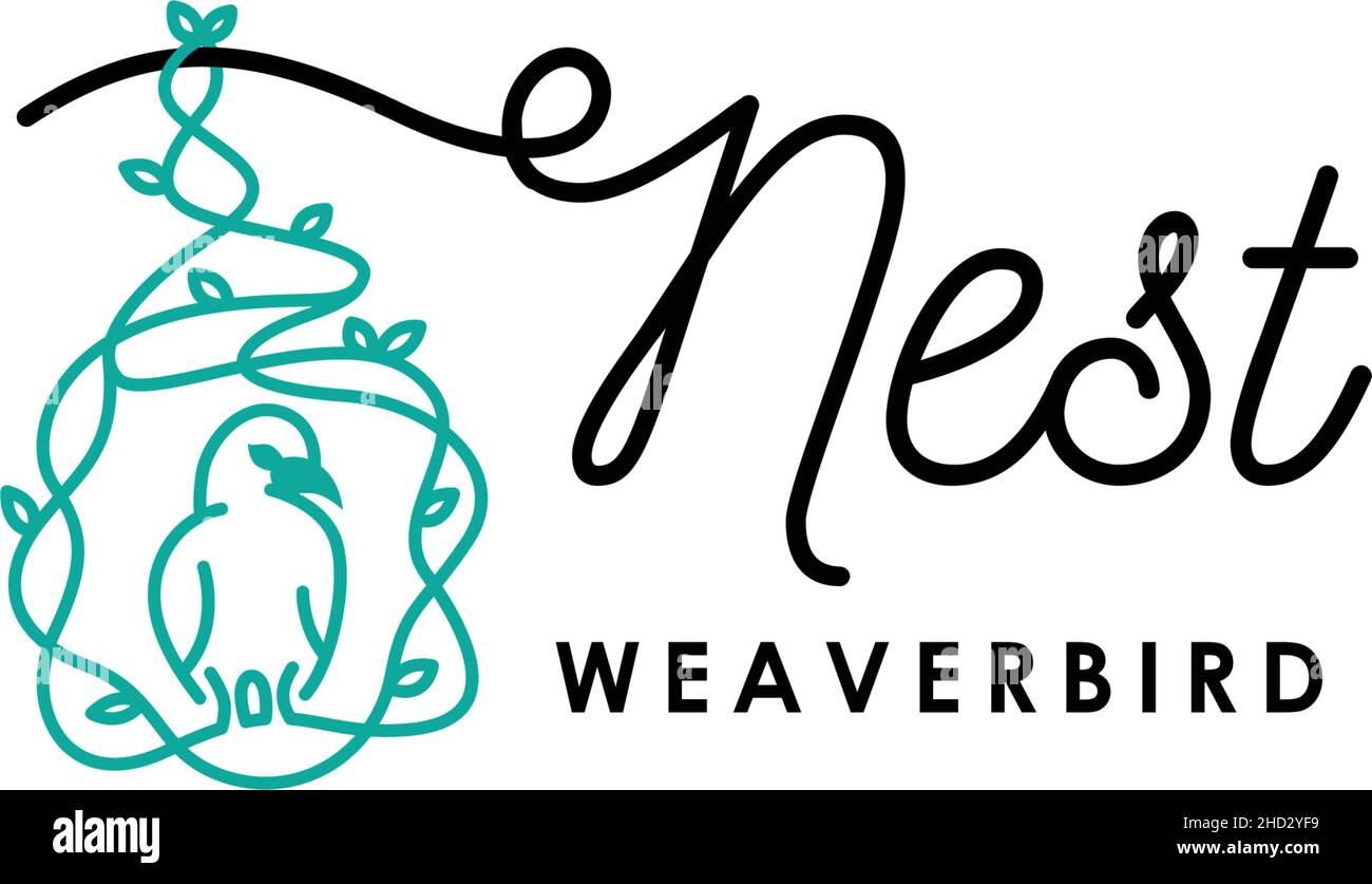 Flaches Buchstabendesign NEST WEAVERBIRD-Logo-Design Stock Vektor