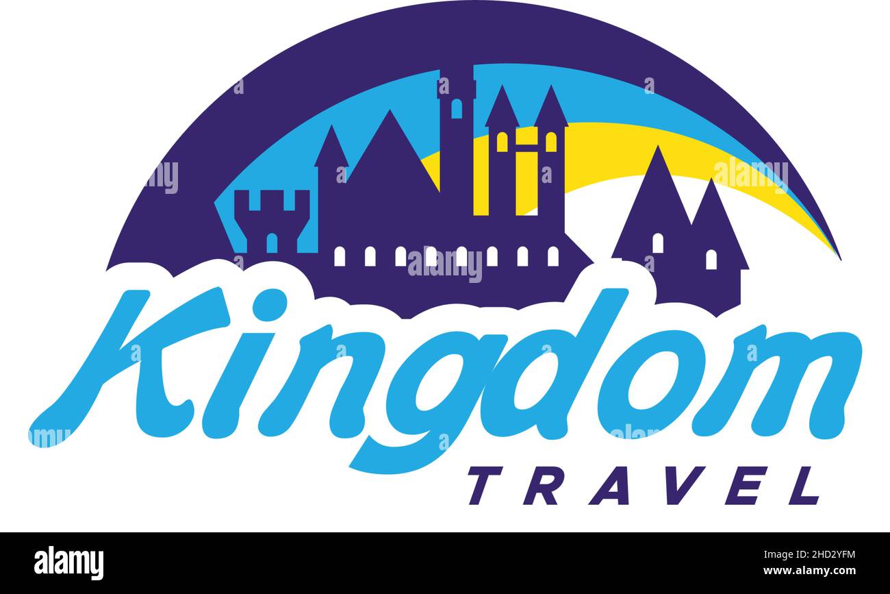 Modernes farbenfrohes Design KINGDOM TRAVEL Logo Design Stock Vektor
