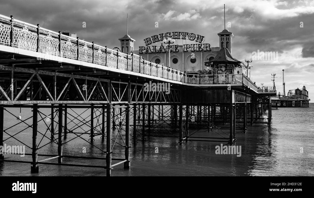 Schwarz-weißer Brighton Palace Pier Stockfoto