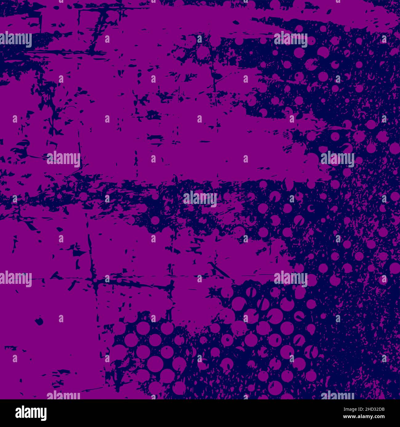 Abstrakter dunkelvioletter grungiger Hintergrund. Halbtonelemente. Textur von Flecken, Flecken, Tinte, Kratzern. Vintage beschädigt abstrakten Hintergrund Stock Vektor