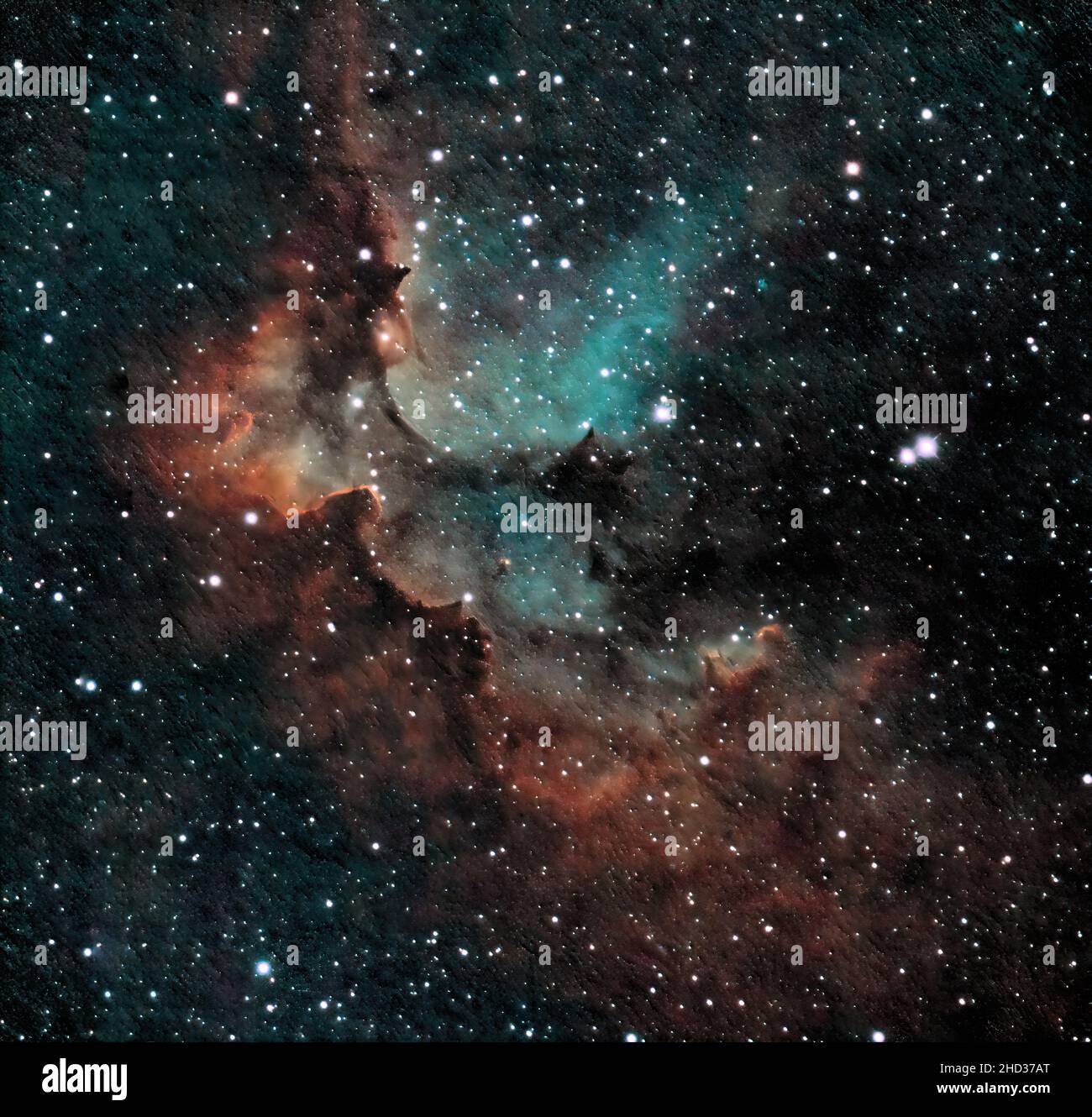 Der Zaubernebel ist eine Ansammlung interstellaren Gases, das den offenen Sternhaufen NGC 7380 umgibt. Stockfoto