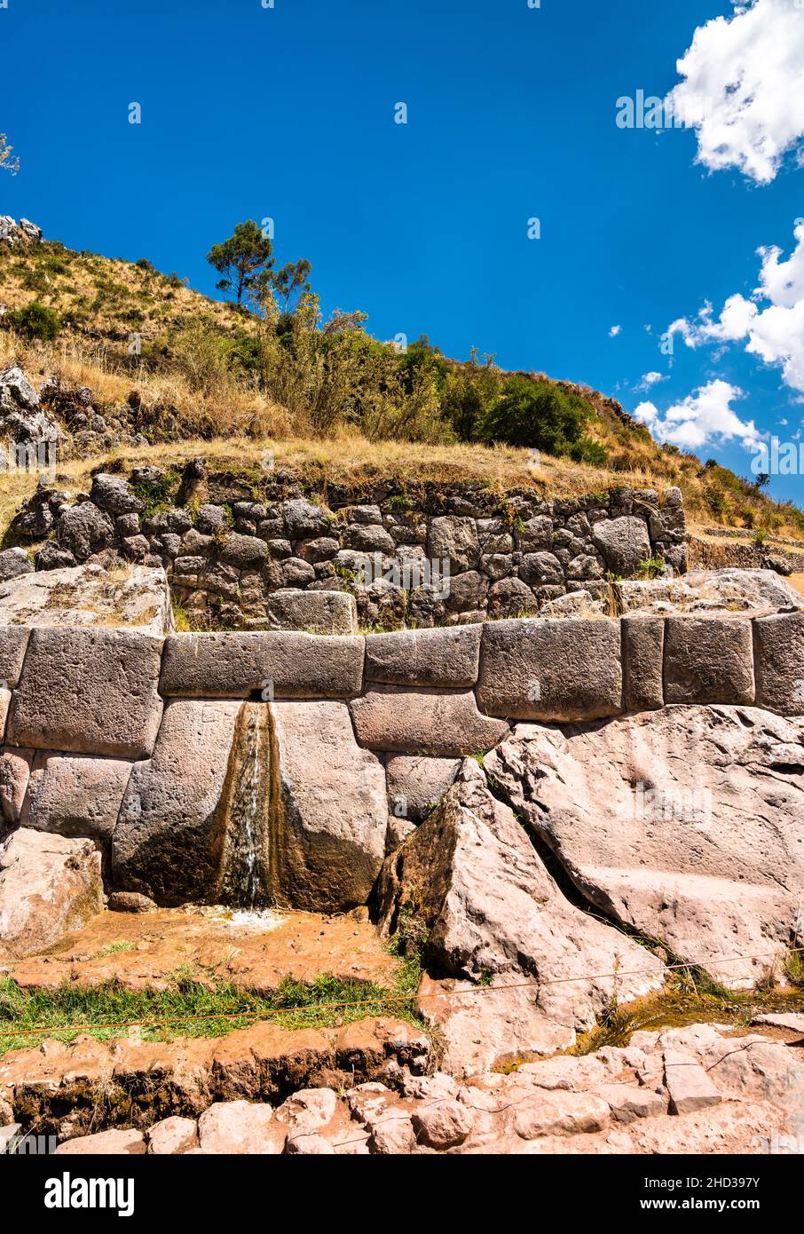 Inka-Ruinen von Tambomachay in der Nähe von Cusco in Peru Stockfoto