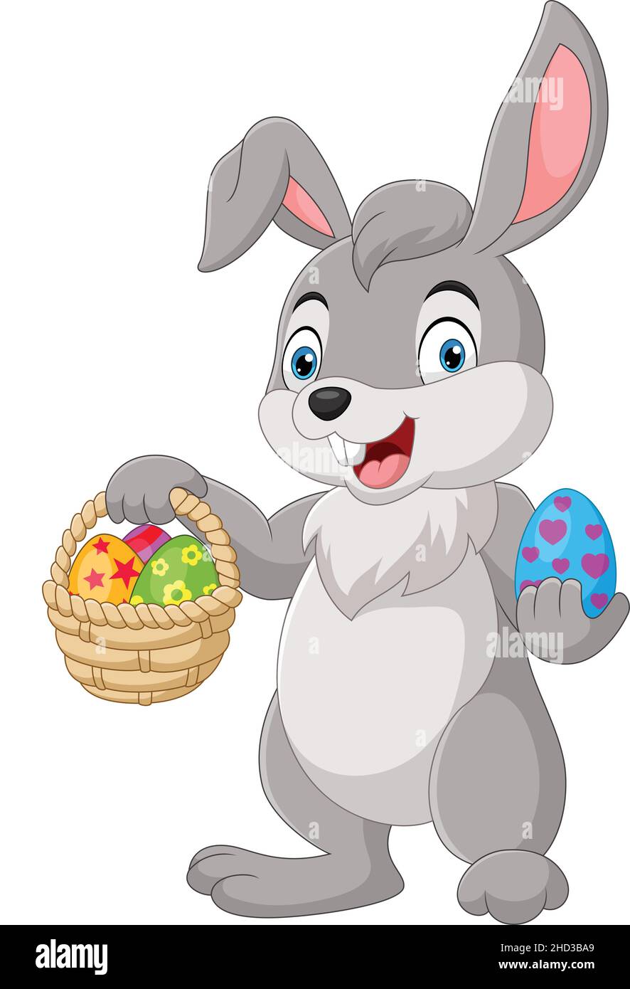 Cartoon Kaninchen Holding ein Ostern Warenkorb Stock Vektor