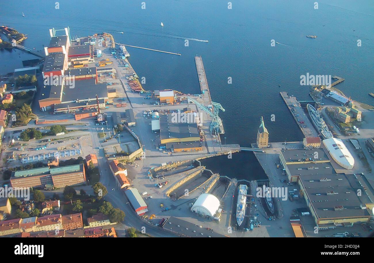 Eine Luftaufnahme der Stadt Karlskrona in Blekinge, Schweden Stockfoto