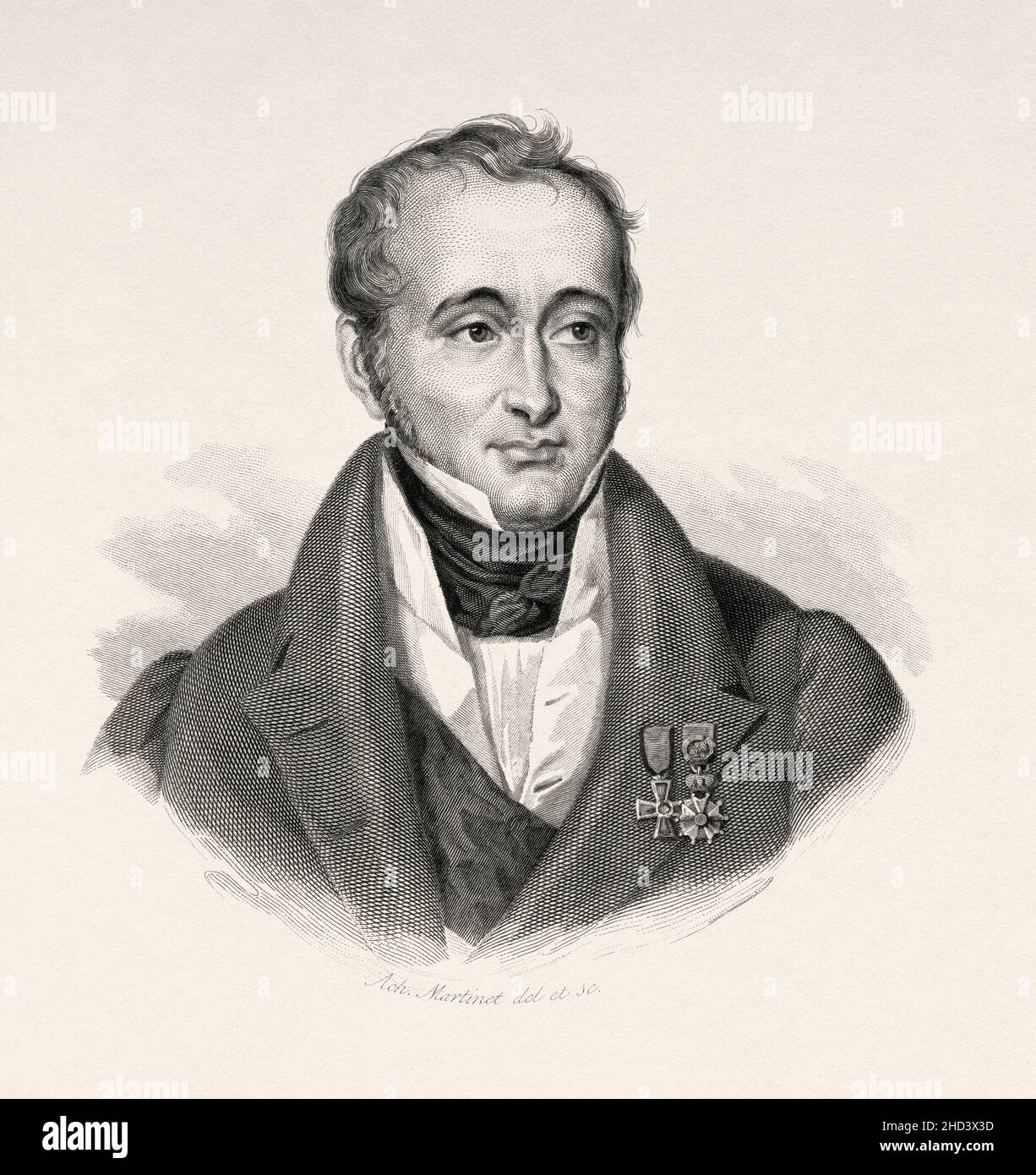 Baron Guillaume Dupuytren (1777-1835) französischer Anatom und Militärchirurg. Seinen Namen gab er einer im Jahr 1831 beschriebenen irreduziblen Kontraktur der Handfläche und einer Art Knöchelbruch. Frankreich. Europa. Alte gravierte Illustration aus dem 19th. Jahrhundert von Portraits et histoire des hommes utile von Societe Montyon et Franklin 1837 Stockfoto