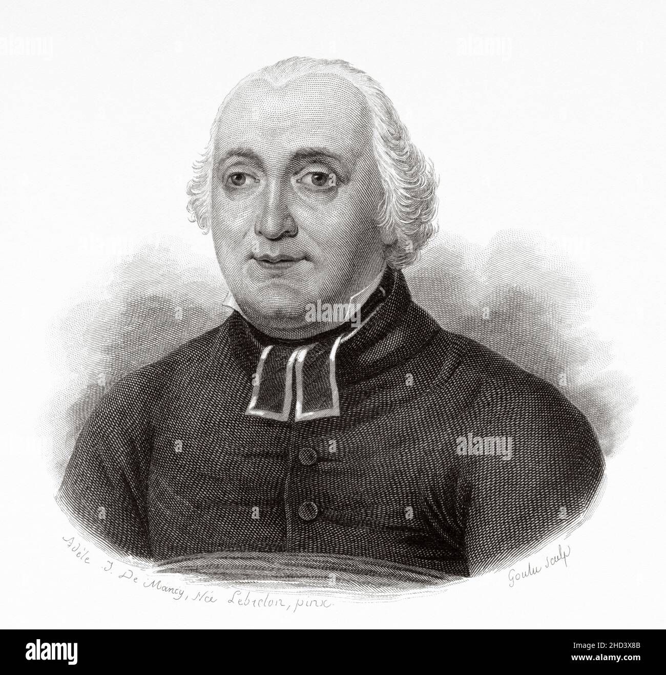 Abbé Guy-Toussaint-Julien Carron (1760-1821) war ein französischer römisch-katholischer Priester, der eine Reihe von Sozial- und Bildungseinrichtungen gründete, vor allem während des Exils in England, und war ein fruchtbarer Autor frommer Schriften. Frankreich. Europa. Alte gravierte Illustration aus dem 19th. Jahrhundert von Portraits et histoire des hommes utile von Societe Montyon et Franklin 1837 Stockfoto