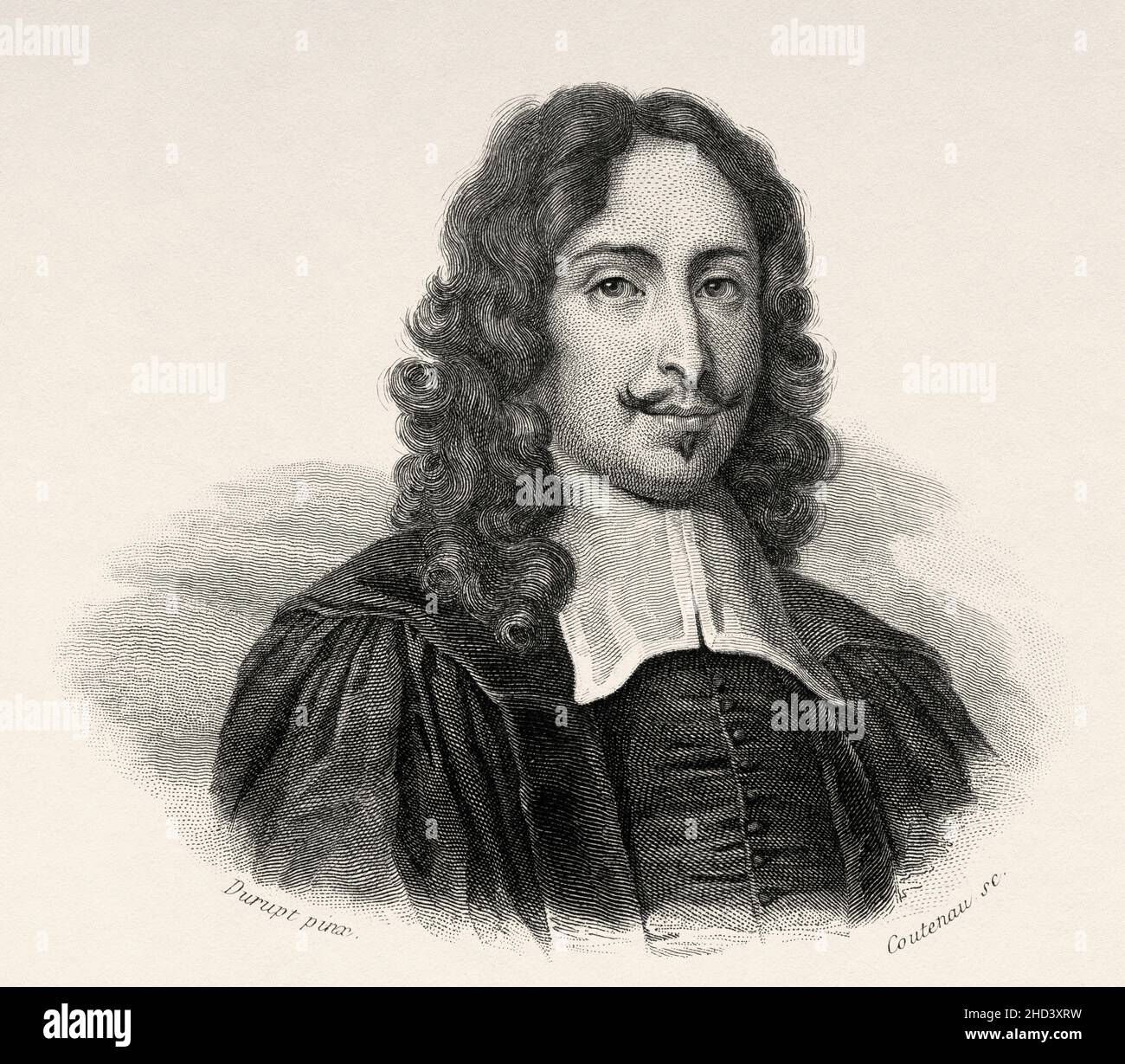 Jean de Rotrou (1609-1650) französischer Dramatiker, Leutnant des Krieges und Dichter, Bruder von Pierre de Rotrou (1615-1702) Frankreich. Europa. Alte gravierte Illustration aus dem 19th. Jahrhundert von Portraits et histoire des hommes utile von Societe Montyon et Franklin 1837 Stockfoto