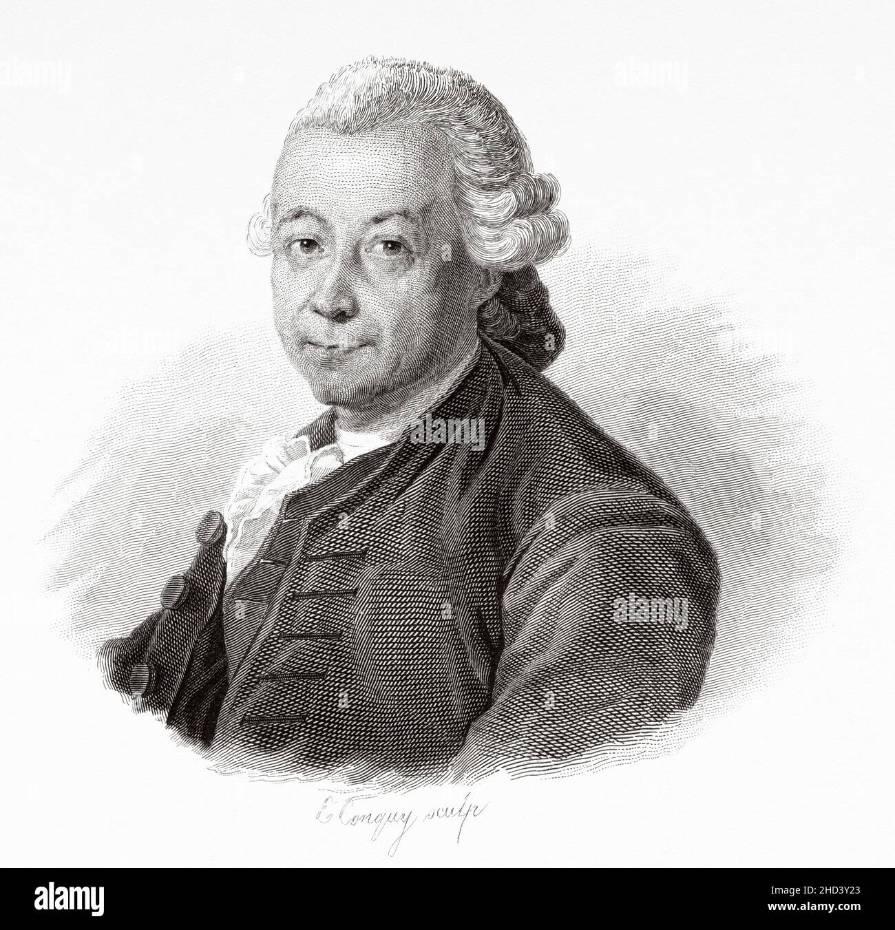 Pierre Poivre (1719-1786) war ein Gartenbauwissenschaftler und Botaniker aus dem 18th. Jahrhundert, Missionar in Ostasien, Intendant französischer Kolonialinseln im Indischen Ozean und Träger der Absperrung von St. Michel. Frankreich. Europa. Alte gravierte Illustration aus dem 19th. Jahrhundert von Portraits et histoire des hommes utile von Societe Montyon et Franklin 1837 Stockfoto