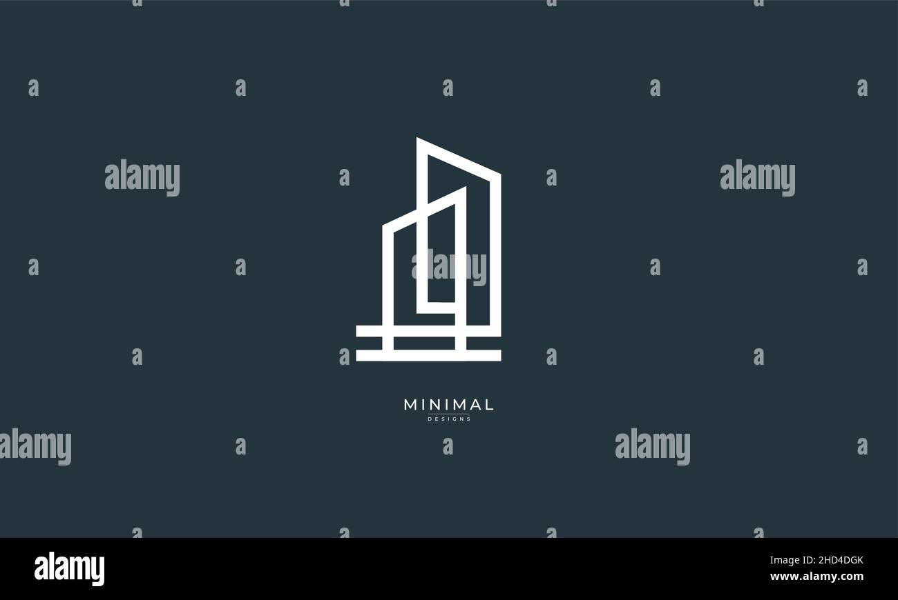 Ein Linienkunst-Ikonenlogo eines Gebäudes/einer Sliline Stock Vektor