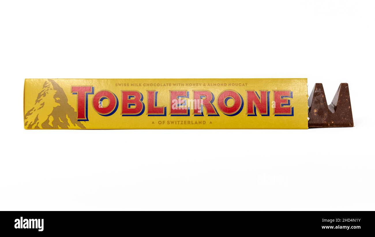 Toblerone Milchschokoladenbar Stockfoto