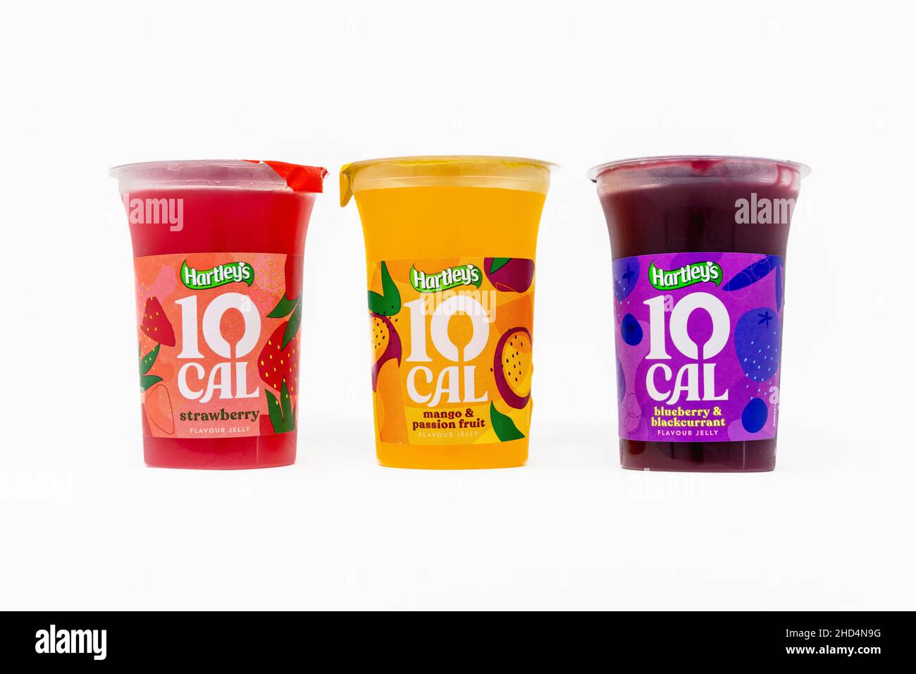 Hartley's 10 Cal Jelly Töpfe Stockfoto