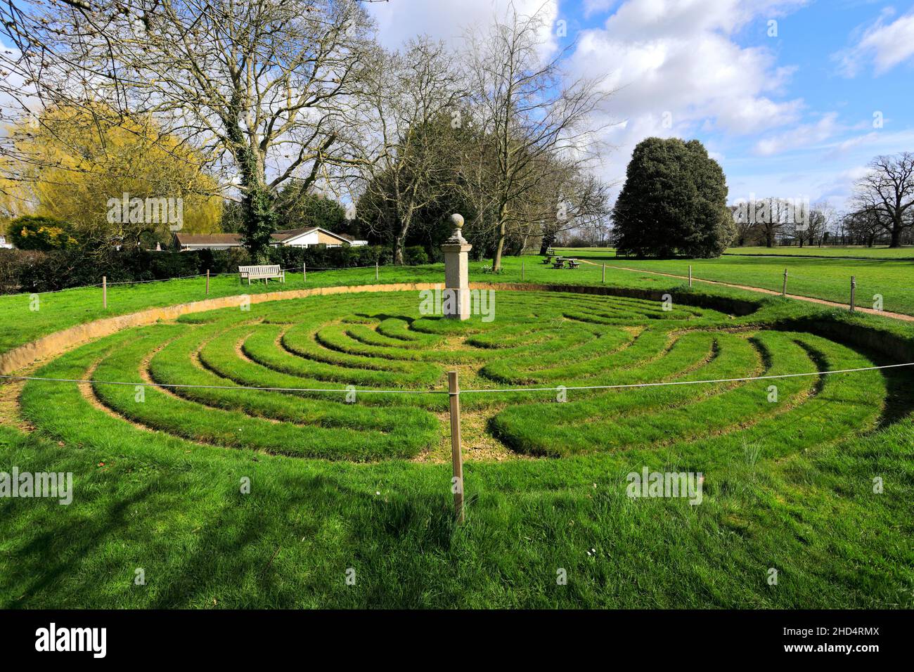 The Turf Maze at Hilton Village, Cambridgeshire; England, Großbritannien Stockfoto