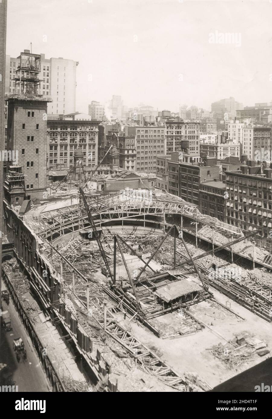 Vintage Pressefoto des frühen 20th. Jahrhunderts: U-Bahn-Bauarbeiten, New York, um 1920. Stockfoto