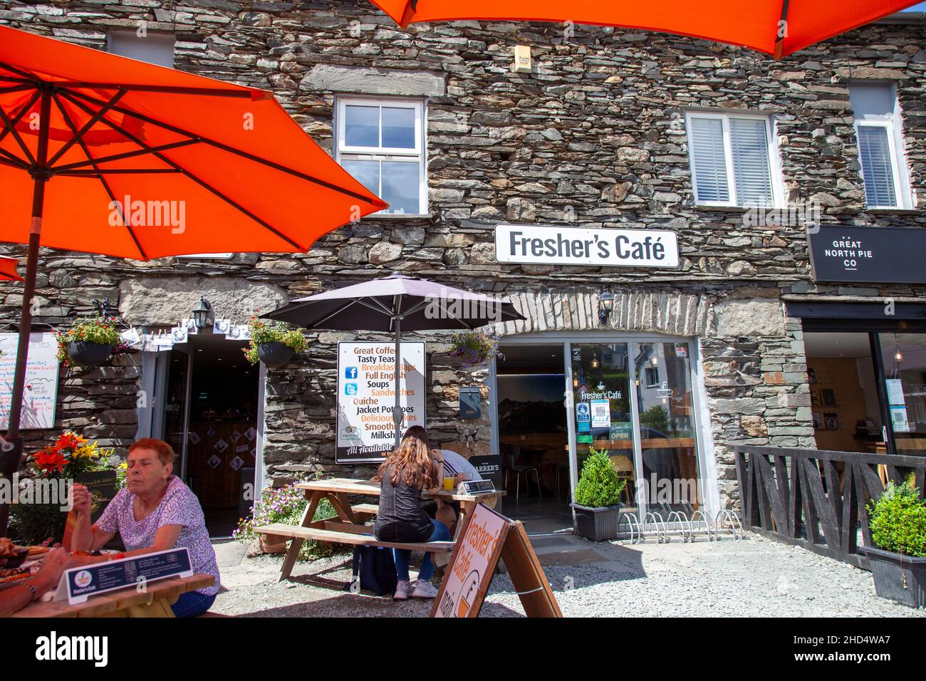 Freshers Café in Ambleside Village, Cumbria - Großbritannien Stockfoto
