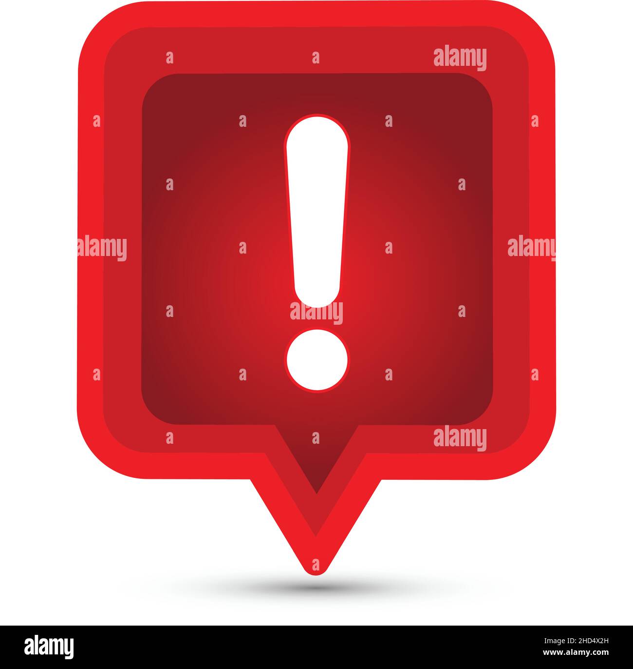 Ausrufezeichen im roten Quadrat, konzeptueller Vektor Stock Vektor
