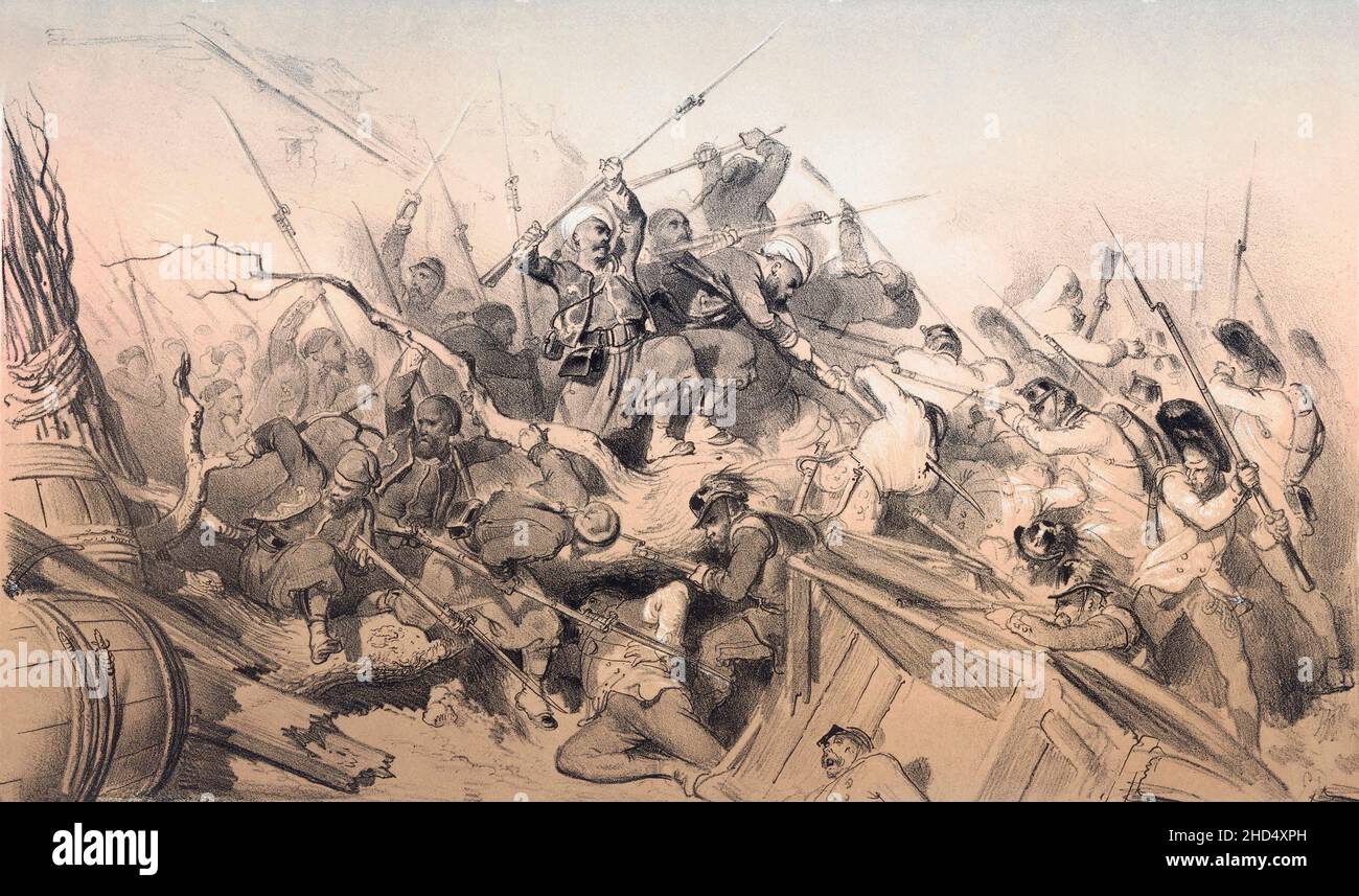 Schlacht von Melegnano, Italien, Juni 8 1859, während des Zweiten Weltkriegs der italienischen Unabhängigkeit. Nach einer Arbeit von Gustave Dore. Stockfoto
