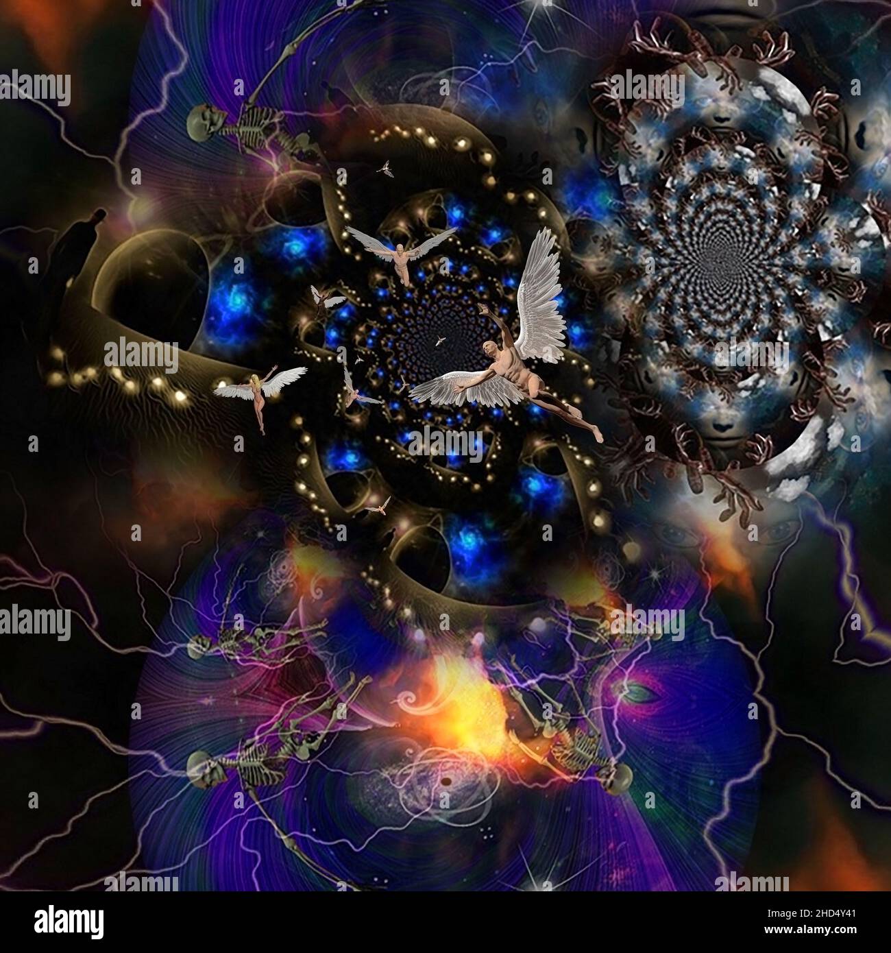 Der Fluss von Leben und Tod. Spirituelle Kunst. 3D-Rendering Stockfoto