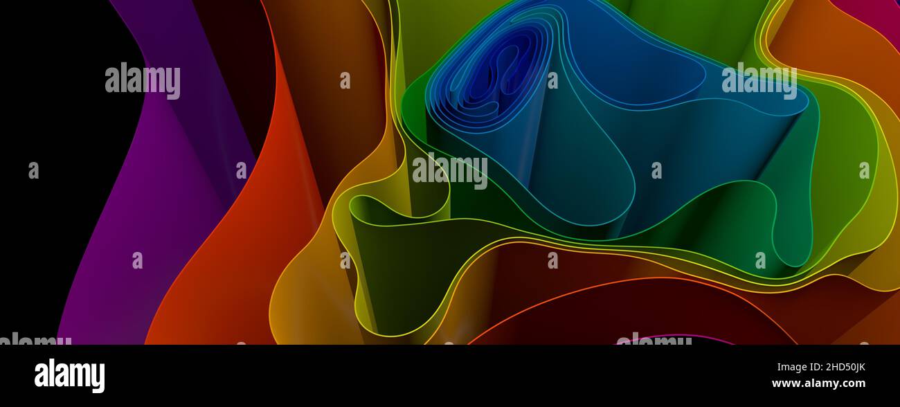 Ein Farbfluss Welle Dünnfilm 3D digital Stockfoto