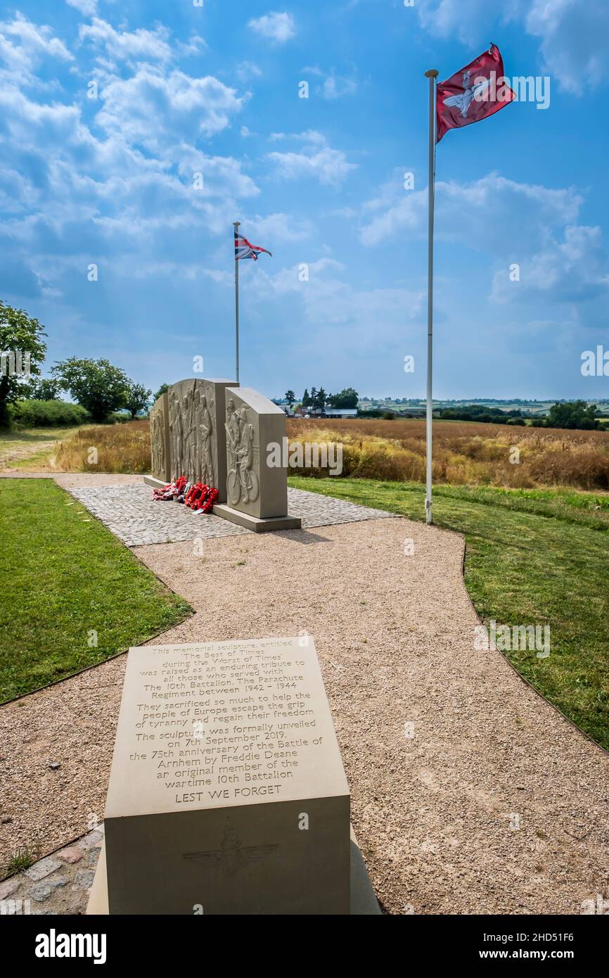 Gedenkstätte für das 10. Bataillon des Fallschirmregiments. Stockfoto