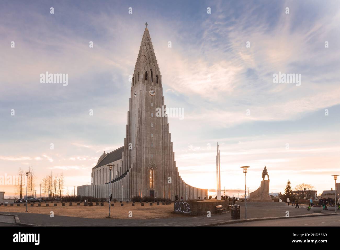 Hallgrímskirkja badete in Rekjavik, Island Stockfoto