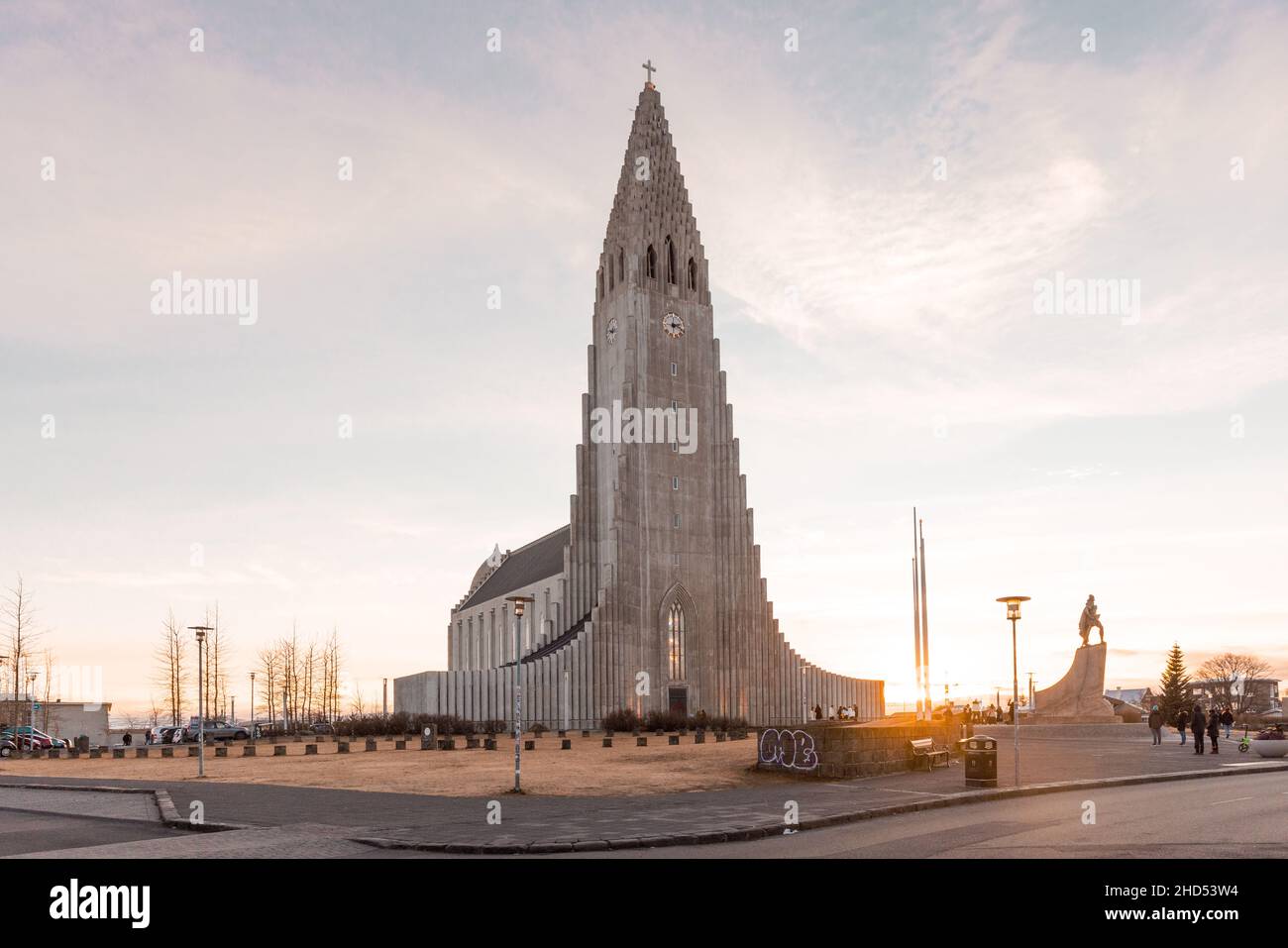 Hallgrímskirkja badete in Rekjavik, Island Stockfoto