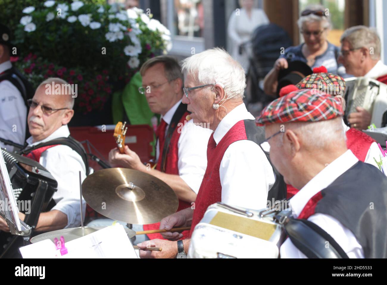 Musik in den Straßen der Stadt Kolding im südlichen Mittelteil des Jütlands 2017 Stockfoto