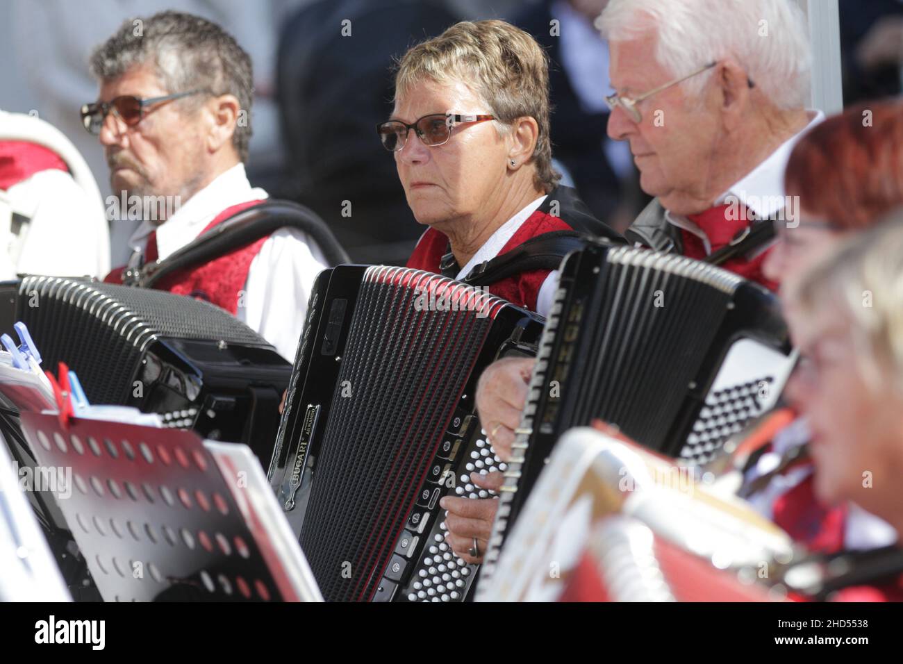 Musik in den Straßen der Stadt Kolding im südlichen Mittelteil des Jütlands 2017 Stockfoto