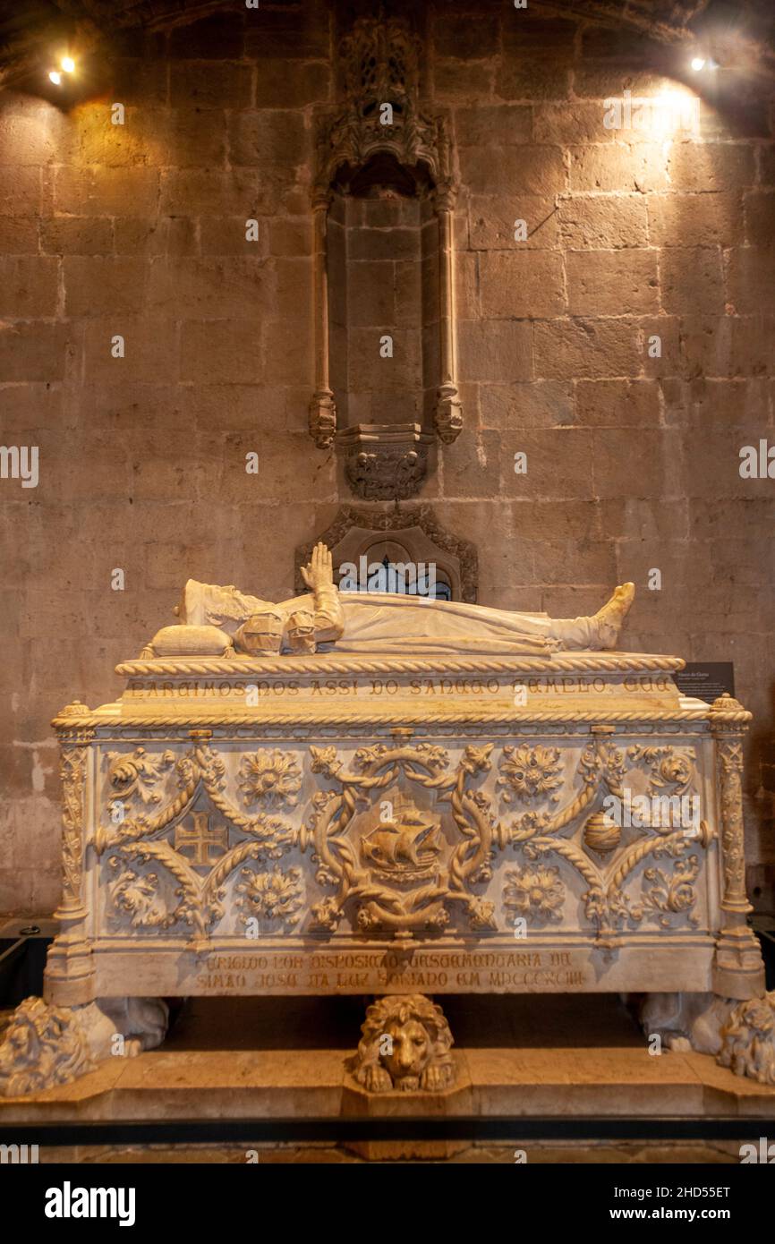 Grab von Vasco da Gama, Mosteiro dos Jeronimos, Lissabon, Portugal, Südwesteuropa Stockfoto