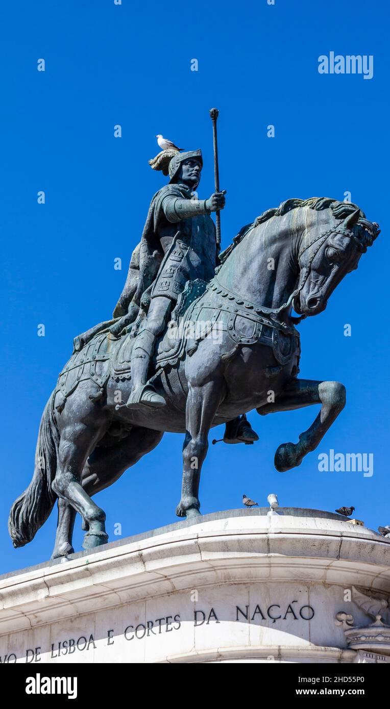 Statue von Dom Joao 1, Lissabon, Portugal, Süd-West-Europa Stockfoto
