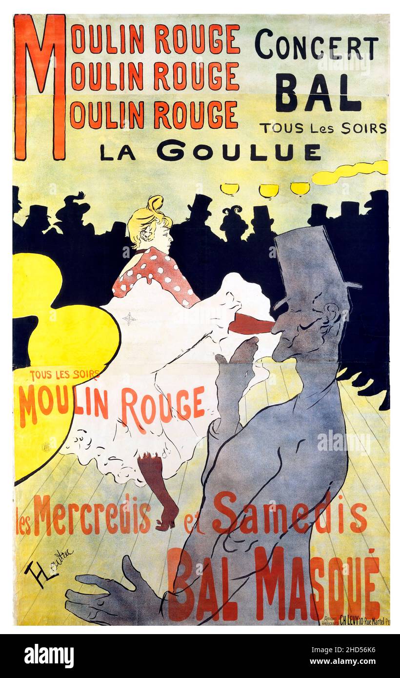 Moulin Rouge: La Goulue von Henri de Toulouse-Lautrec (1864-1901), Lithographie, 1891 Stockfoto