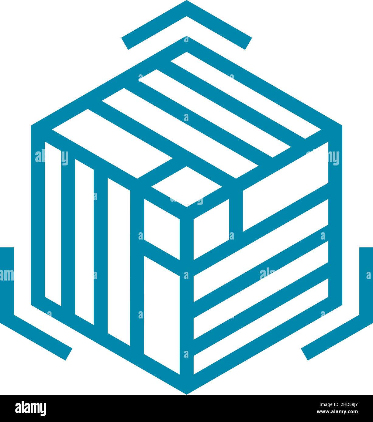 Hyper Cube-Logo. Abstraktes lineares Tesseraktsymbol Stock Vektor