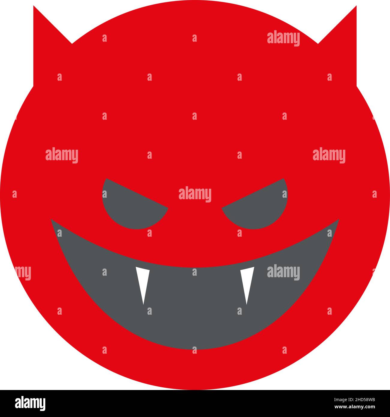 Rotes Teufelsgesicht. Böses Emoji. Unartiges Symbol Stock Vektor