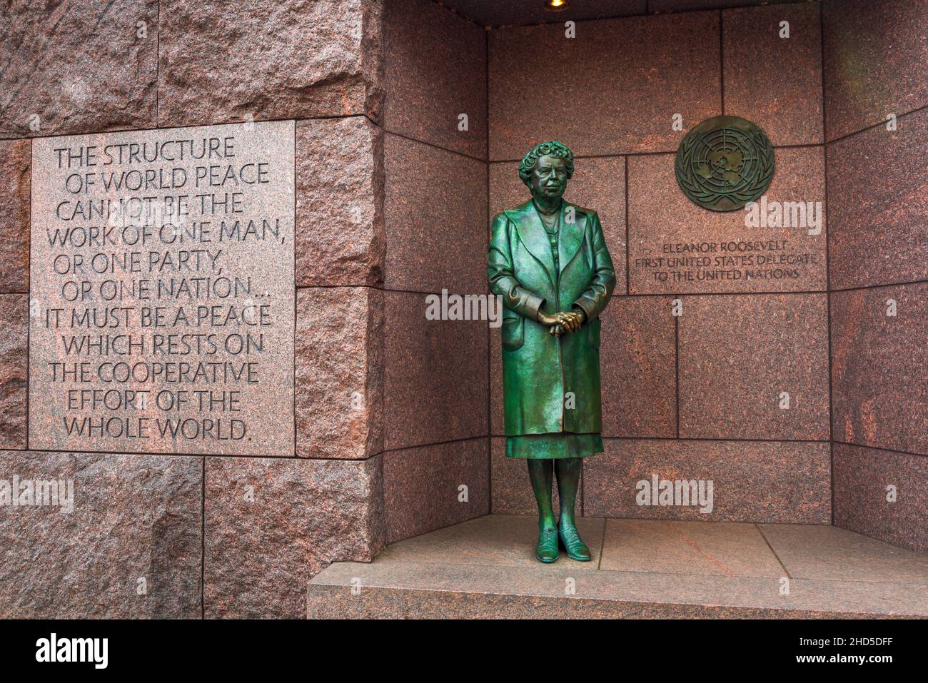 Statue von Eleanor Roosevelt am Franklin Delano Roosevelt Memorial, Washington, DC USA Stockfoto