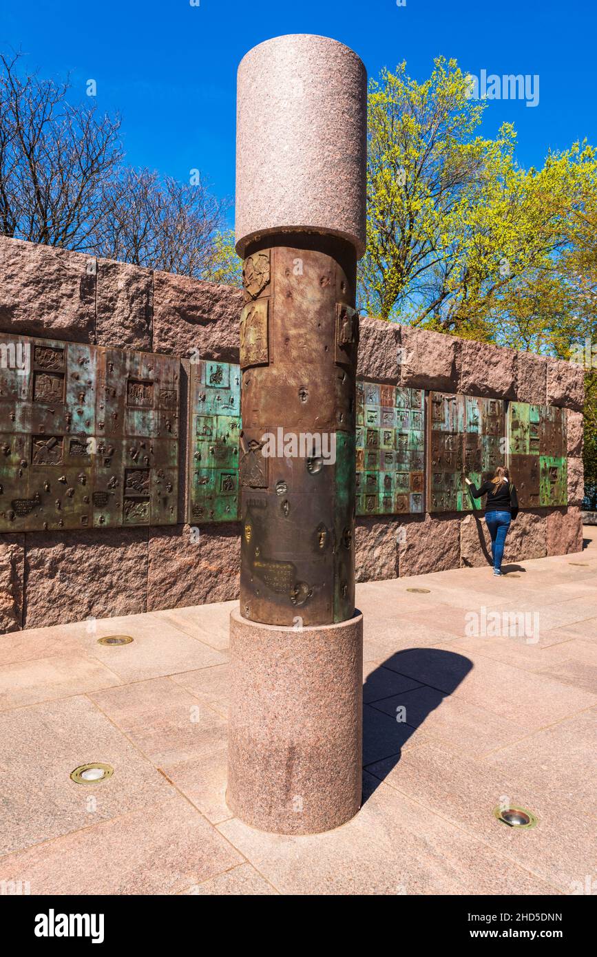 Braillekunst im Franklin Delano Roosevelt Memorial, Washington, DC USA Stockfoto