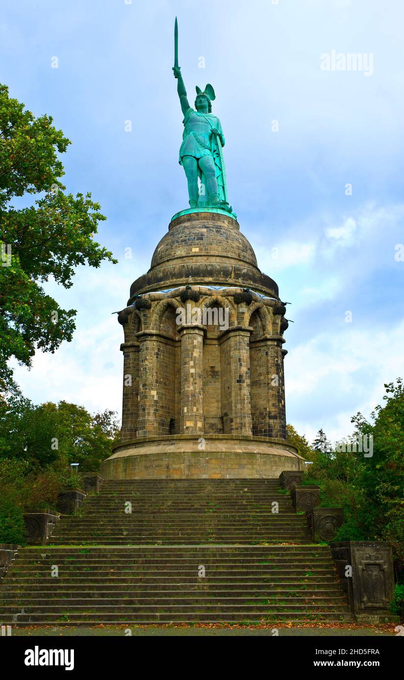Hermann-Denkmal von Ernst von Bandel in der Nähe von Detmold, Teutoburger Wald, Nordrhein-Westfalen, Deutschland Stockfoto