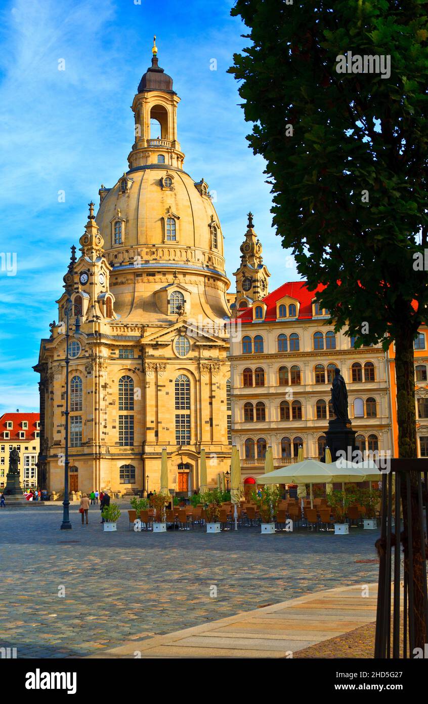 Frauenkirche Sachsen Dresden Neumarkt Qaure. Dresden Sachsen Deutschland. Stockfoto