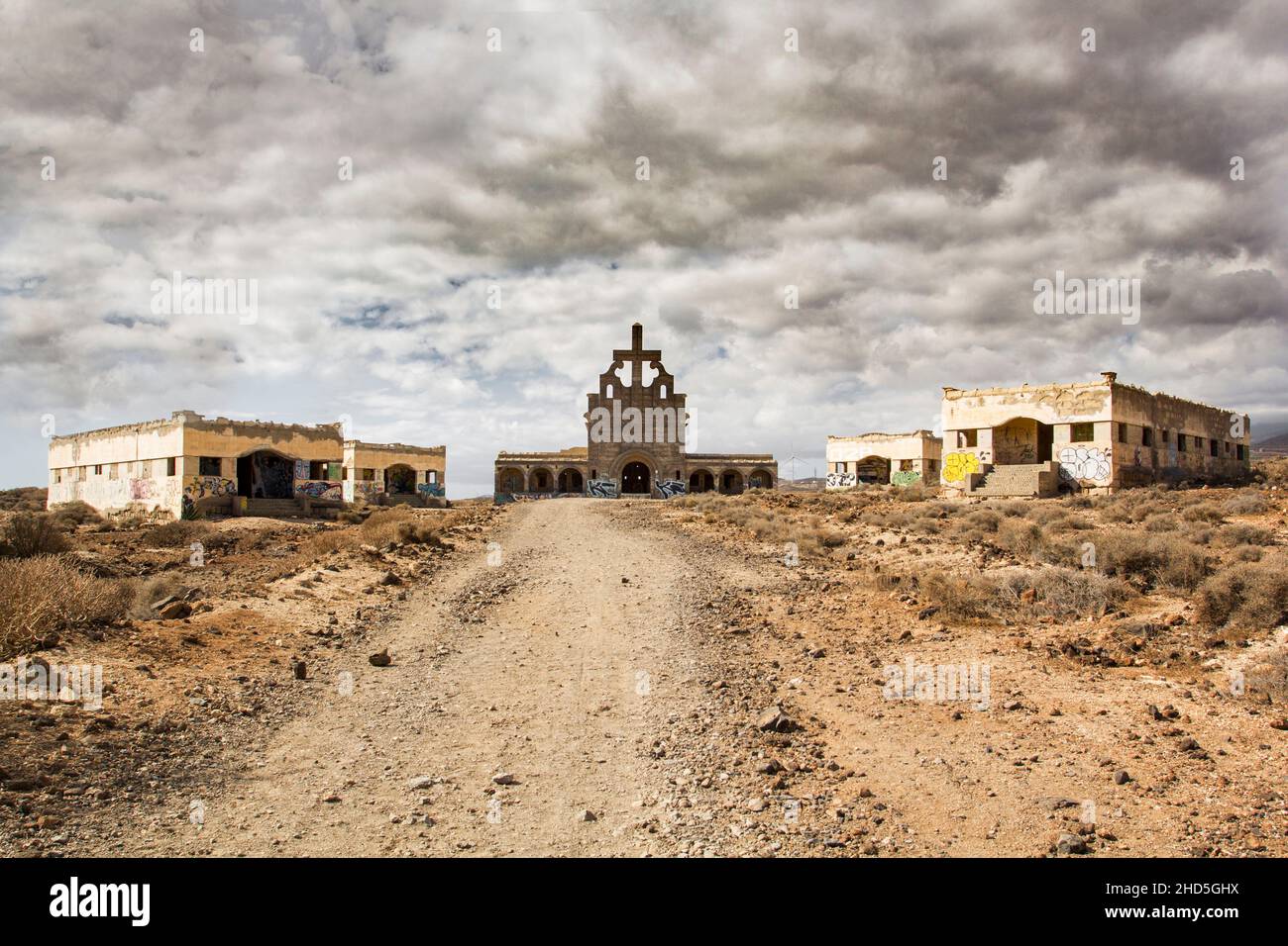 Sanatorio de Abona, Teneriffa Spanien. Verlassenes Lepradorf Stockfoto