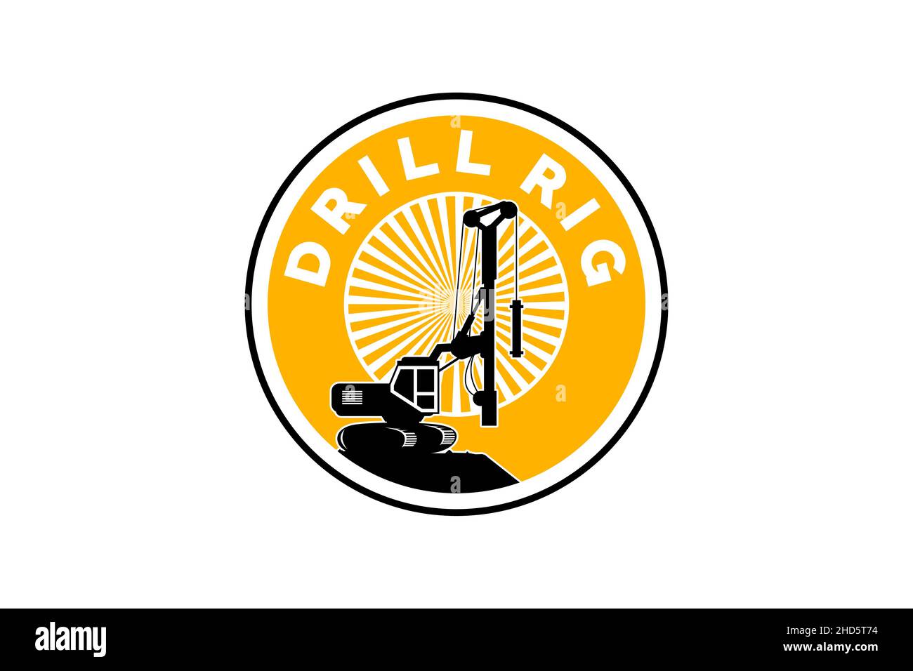 Vorlage für das Drill Rig-Logo. Schwere Ausrüstung Logo Vektor für Bauunternehmen. Creative Drill Rig Illustration für Logo. Stock Vektor