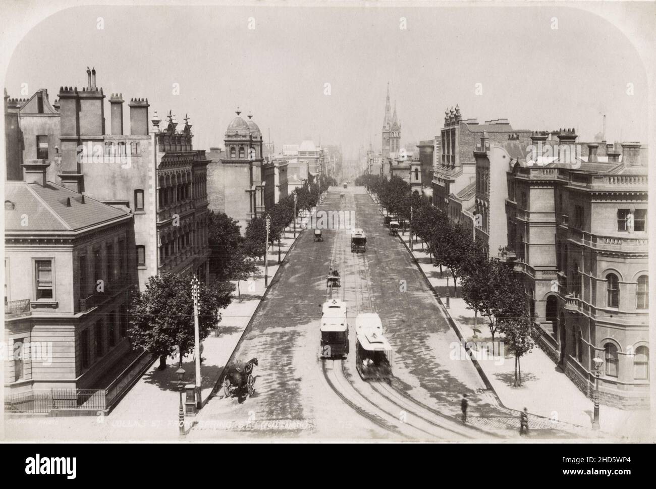 Vintage 19th Jahrhundert Foto: Collins Street von der Spring Street, Melbourne, Australien Stockfoto