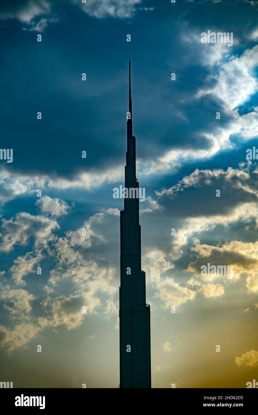 Silhouette Burj Khalifa Dubai Stockfoto
