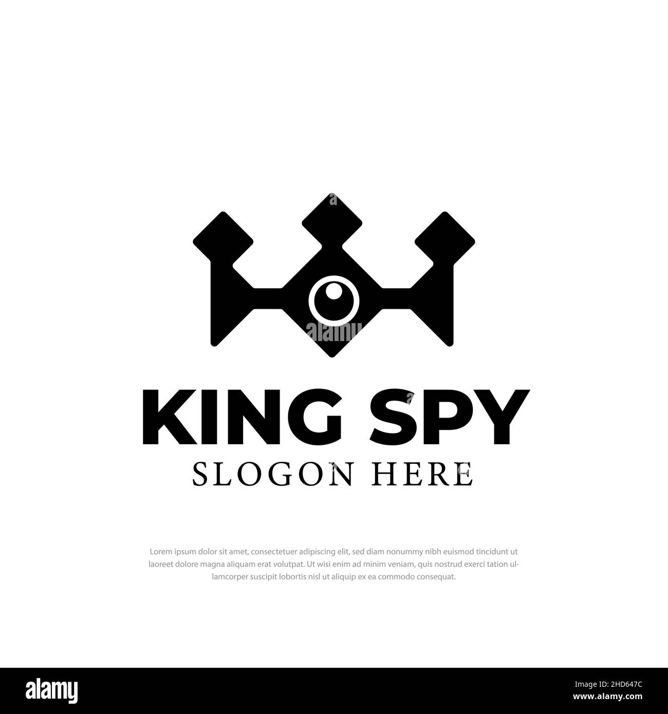 Crown Royal und König Spion Logo Design Inspiration Vektor, Symbole, Symbole, Design-Vorlagen Stock Vektor