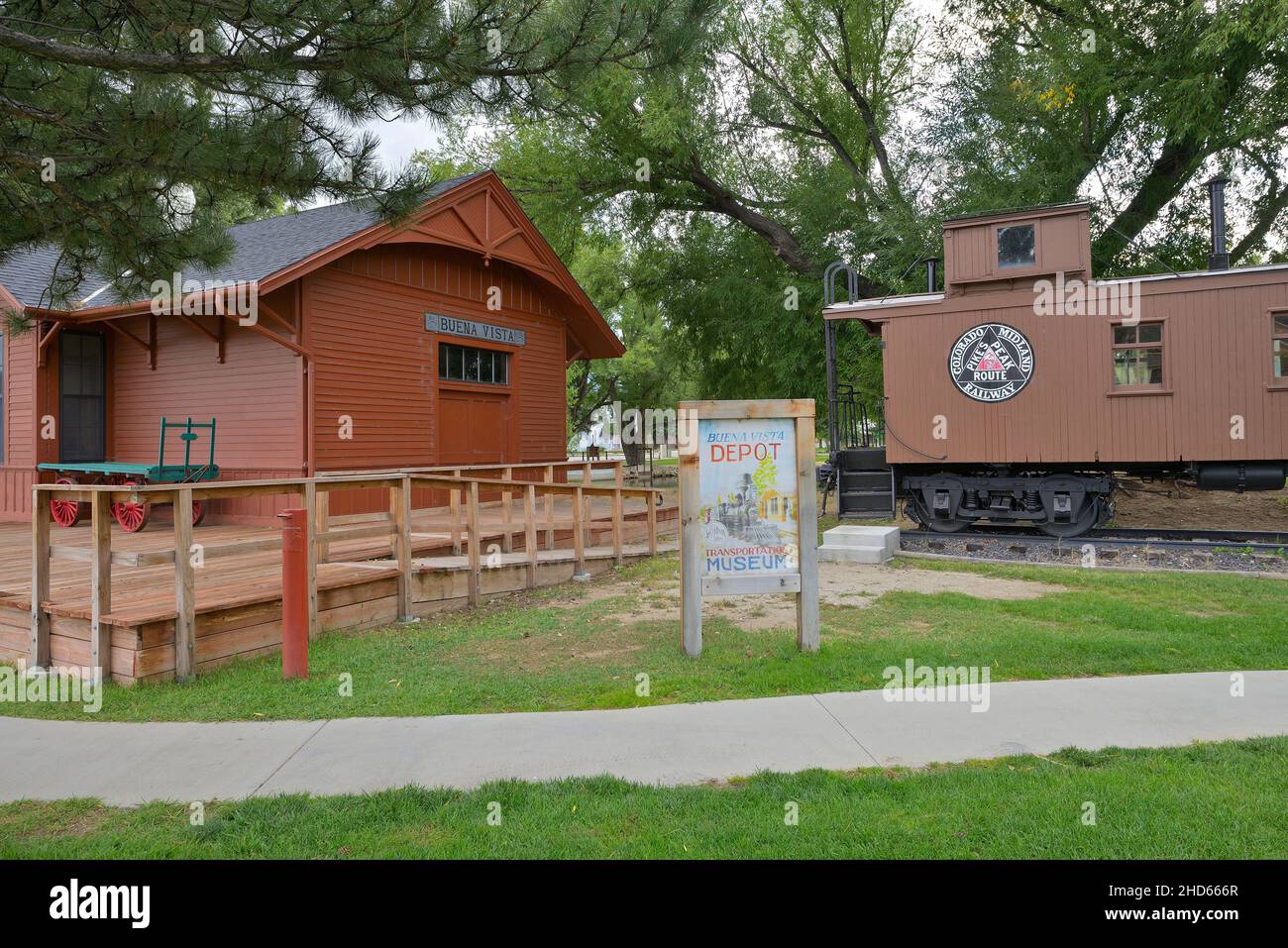Das historische Eisenbahndepot-Museum, Buena Vista CO Stockfoto