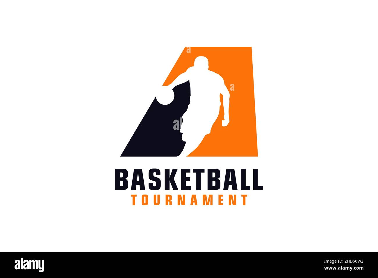 Buchstabe A mit Basketball-Logo-Design. Vektor Design Template Elemente für Sport Team oder Corporate. Stock Vektor